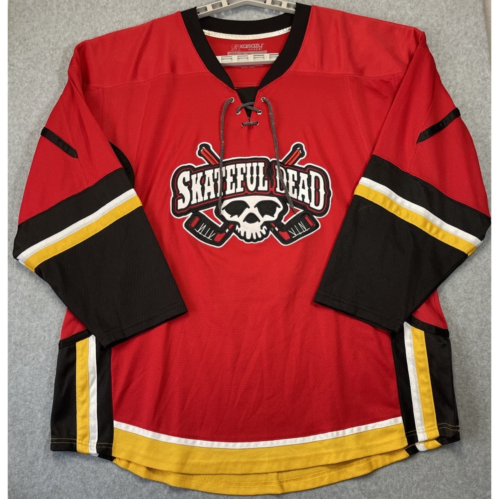 Kamazu Hockey Skateful Dead Hockey Roller Derby Jersey Size XL Polyester Mesh